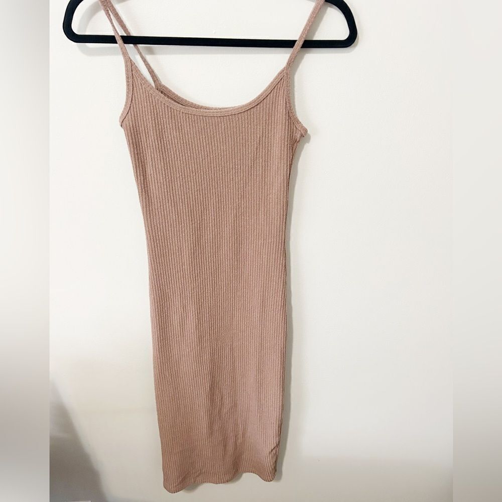 Wilfred Aritzia mocha knit ribbed bodycon dress XS